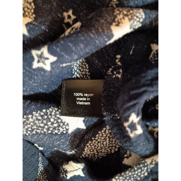 LANE‎ BRYANT Long Tunic Top Blouse Plus 18-2X Flowy Flutter Pockets Stars Blue - Picture 8 of 11
